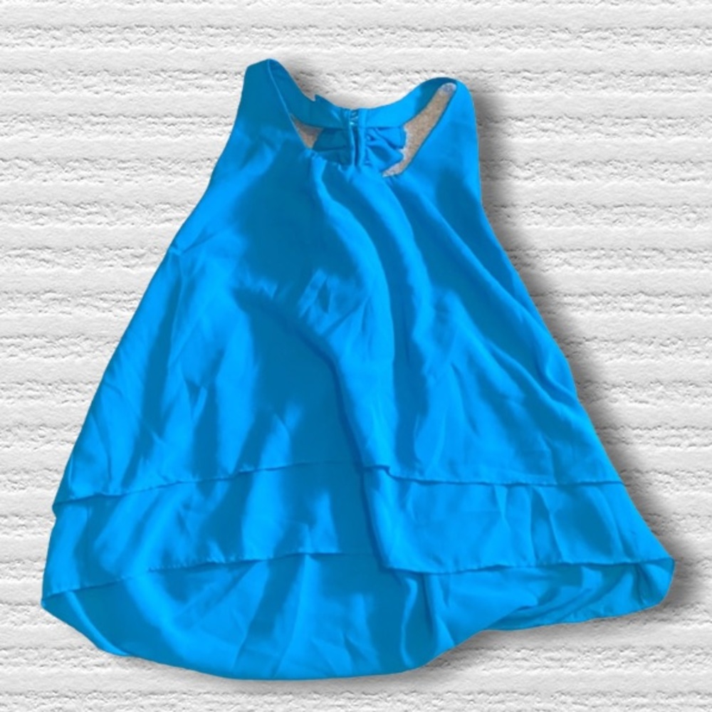 Dizzy Love Blue Tiered Ruffle Back Top Size M